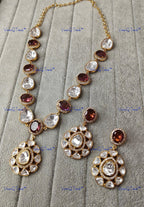 VeroniQ Trends-Party Look Polki Stone Long Necklace Polki-Gold Plated-Wedding Jewelry-Punjabi Jewelry-South Indian-Thappa Jewelry