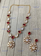 VeroniQ Trends-Party Look Polki Stone Long Necklace Polki-Gold Plated-Wedding Jewelry-Punjabi Jewelry-South Indian-Thappa Jewelry