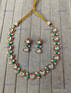 VeroniQ Trends-Elegant Gold Plated Polki Necklace Polki-Gold Plated-Wedding Jewelry-Punjabi Jewelry-South Indian-Thappa Jewelry
