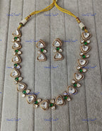 VeroniQ Trends-Elegant Gold Plated Polki Necklace Polki-Gold Plated-Wedding Jewelry-Punjabi Jewelry-South Indian-Thappa Jewelry