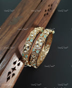 VeroniQ Trends-Pretty Gold Plated Polki Bangles Polki-Gold Plated-Wedding Jewelry-Punjabi Jewelry-South Indian-Thappa Jewelry