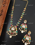 VeroniQ Trends-Party Look Multicolor Polki Stone Long Necklace Polki-Gold Plated-Wedding Jewellery-Punjabi Jewellery-South Indian-Thappa Jewellery