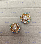 VeroniQ Trends-Polki Studs Look Earring Polki-Gold Plated-Wedding Jewelry-Punjabi Jewelry-South Indian-Thappa Jewelry