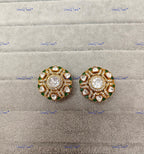 VeroniQ Trends-Polki Studs Look Earring Polki-Gold Plated-Wedding Jewelry-Punjabi Jewelry-South Indian-Thappa Jewelry