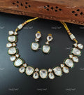 VeroniQ Trends-Victorian Cocktail Party Green Meenakari Polki Choker Necklace Polki-Gold Plated-Wedding Jewelry-Punjabi Jewelry-South Indian-Thappa Jewelry