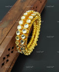 VeroniQ Trends-Royal Adjustable Polki Bangles Polki-Gold Plated-Wedding Jewellery-Punjabi Jewellery-South Indian-Thappa Jewellery
