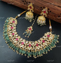 VeroniQ Trends-Bridal Punjabi Style Pachi Kundan Polki Necklace With Jhumki Earrings Polki-Gold Plated-Wedding Jewellery-Punjabi Jewellery-South Indian-Thappa Jewellery