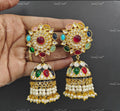 VeroniQ Trends-Multicolor Polki Jhumki Earrings Polki-Gold Plated-Wedding Jewellery-Punjabi Jewellery-South Indian-Thappa Jewellery