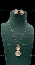 VeroniQ Trends-Daily Use Diamond Look Chain Pendant Polki-Gold Plated-Wedding Jewellery-Punjabi Jewellery-South Indian-Thappa Jewellery