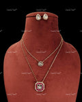 VeroniQ Trends-Designer Polki Double Line Ruby Pendant Necklace Polki-Ruby Stone-Gold Plated-Wedding Jewellery-Punjabi Jewellery-South Indian-Thappa Jewellery