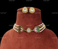VeroniQ Trends-Gold Plated Pearl And Polki Choker Necklace Polki-Gold Plated-Wedding Jewellery-Punjabi Jewellery-South Indian-Thappa Jewellery