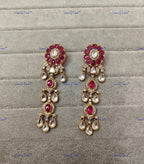 VeroniQ Trends- Elegant Drop Polki Earring Polki-Gold Plated-Wedding Jewelry-Punjabi Jewelry-South Indian-Thappa Jewelry