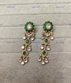 VeroniQ Trends- Elegant Drop Polki Earring Polki-Gold Plated-Wedding Jewelry-Punjabi Jewelry-South Indian-Thappa Jewelry