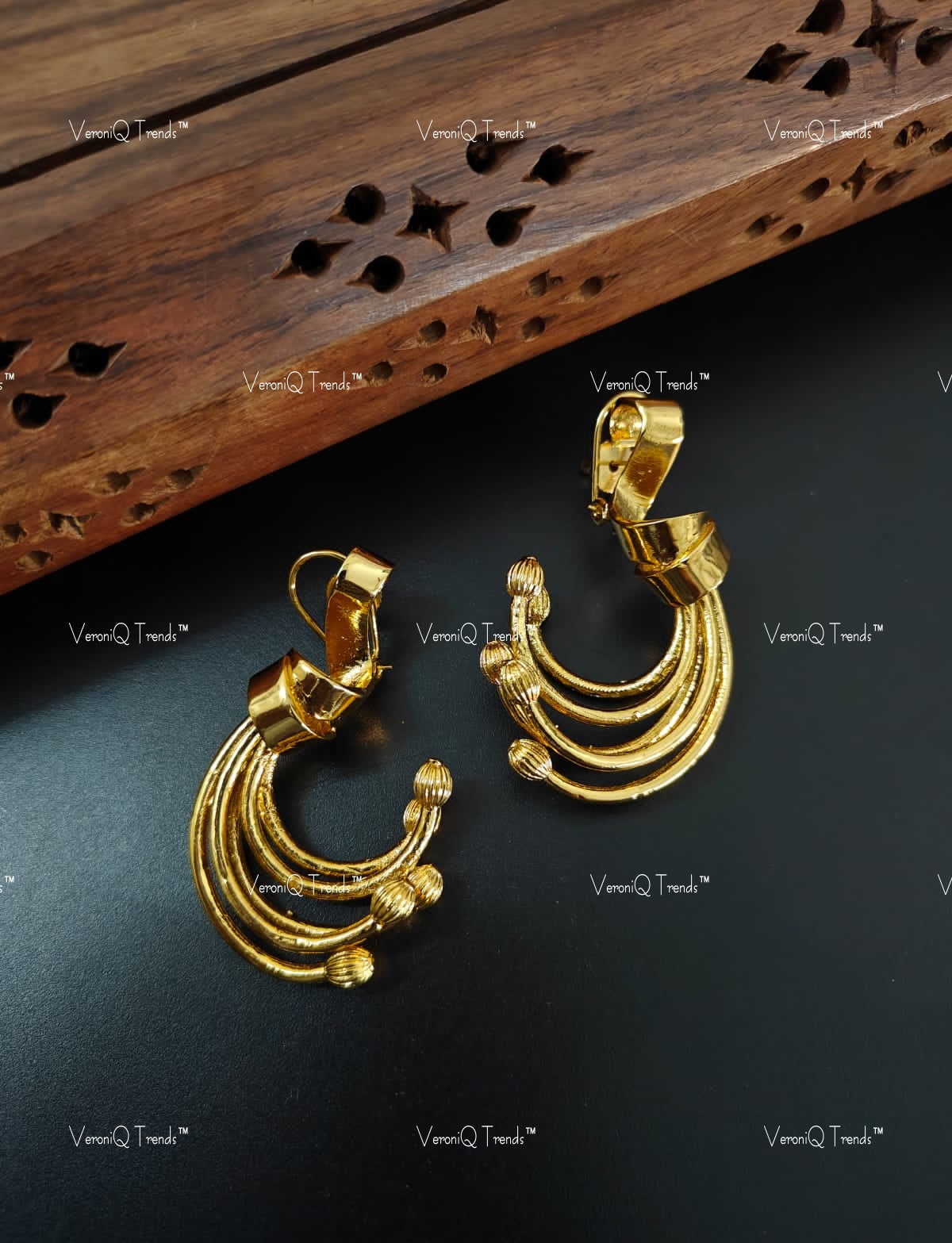 VeroniQ Trends-Gold Plated Polki Earrings Polki-Gold Plated-Wedding Jewellery-Punjabi Jewellery-South Indian-Thappa Jewellery
