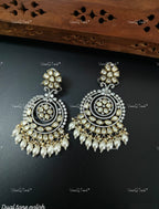 VeroniQ Trends-Elegant Chandbali Polki Earrings Polki-Gold Plated-Wedding Jewelry-Punjabi Jewelry-South Indian-Thappa Jewelry