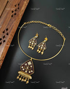 VeroniQ Trends-Hasli Style Gold Plated Polki Necklace Polki-Gold Plated-Wedding Jewelry-Punjabi Jewelry-South Indian-Thappa Jewelry