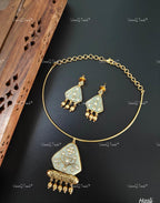 VeroniQ Trends-Hasli Style Gold Plated Polki Necklace Polki-Gold Plated-Wedding Jewelry-Punjabi Jewelry-South Indian-Thappa Jewelry