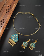 VeroniQ Trends-Hasli Style Gold Plated Polki Necklace Polki-Gold Plated-Wedding Jewelry-Punjabi Jewelry-South Indian-Thappa Jewelry