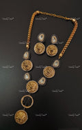 VeroniQ Trends-Elegant Cocktail Party Black Stone Polki Necklace Polki-Gold Plated-Wedding Jewellery-Punjabi Jewellery-South Indian-Thappa Jewellery