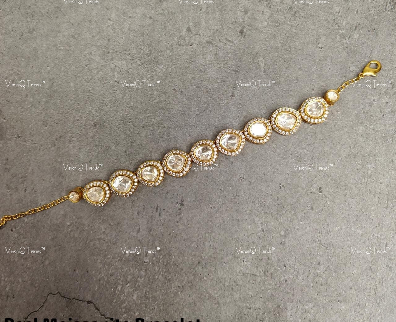 VeroniQ Trends-Diamond Look Polki Bracelet Polki-Gold Plated-Wedding Jewellery-Punjabi Jewellery-South Indian-Thappa Jewellery