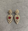 VeroniQ Trends-Drop Design Ruby And Polki Earrings Polki-Ruby Stone-Gold Plated-Wedding Jewellery-Punjabi Jewellery-South Indian-Thappa Jewellery