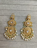 VeroniQ Trends-Traditional Gold Plated Pearl And Polki Earrings Polki-Gold Plated-Wedding Jewellery-Punjabi Jewellery-South Indian-Thappa Jewellery