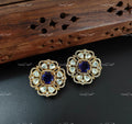 VeroniQ Trends-Floral Design Polki Earring Polki-Gold Plated-Wedding Jewellery-Punjabi Jewellery-South Indian-Thappa Jewellery