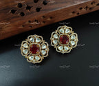 VeroniQ Trends-Floral Design Polki Earring Polki-Gold Plated-Wedding Jewelry-Punjabi Jewelry-South Indian-Thappa Jewelry