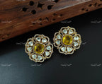 VeroniQ Trends-Floral Design Polki Earring Polki-Gold Plated-Wedding Jewelry-Punjabi Jewelry-South Indian-Thappa Jewelry