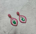 VeroniQ Trends-Ruby Pink Emerald And Polki Earrings Polki-Gold Plated-Wedding Jewellery-Punjabi Jewellery-South Indian-Thappa Jewellery