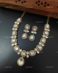 VeroniQ Trends-Elegant Diamond Look Polki Necklace Polki-Gold Plated-Wedding Jewellery-Punjabi Jewellery-South Indian-Thappa Jewellery