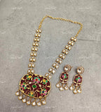 VeroniQ Trends-Royal Carved Stone Polki Necklace Polki-Gold Plated-Wedding Jewelry-Punjabi Jewelry-South Indian-Thappa Jewelry