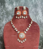 VeroniQ Trends-Traditional Polki Mid Length Necklace Polki-Gold Plated-Wedding Jewelry-Punjabi Jewelry-South Indian-Thappa Jewelry
