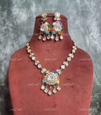 VeroniQ Trends-Traditional Polki Mid Length Necklace Polki-Gold Plated-Wedding Jewelry-Punjabi Jewelry-South Indian-Thappa Jewelry