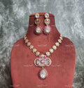 VeroniQ Trends-Carved Stone Polki Gold Plated Long Necklace Polki-Gold Plated-Wedding Jewellery-Punjabi Jewellery-South Indian-Thappa Jewellery