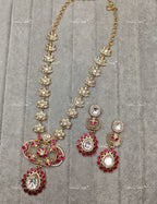 VeroniQ Trends-Carved Stone Polki Gold Plated Long Necklace Polki-Gold Plated-Wedding Jewelry-Punjabi Jewelry-South Indian-Thappa Jewelry