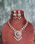 VeroniQ Trends-Designer Polki Chain With Meenakari Pendant Polki-Gold Plated-Wedding Jewellery-Punjabi Jewellery-South Indian-Thappa Jewellery