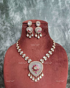 VeroniQ Trends-Designer Polki Chain With Meenakari Pendant Polki-Gold Plated-Wedding Jewelry-Punjabi Jewelry-South Indian-Thappa Jewelry