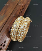 VeroniQ Trends-Designer Polki Gold Plated Bangles Polki-Gold Plated-Wedding Jewelry-Punjabi Jewelry-South Indian-Thappa Jewelry