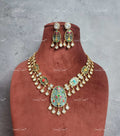 VeroniQ Trends-Gold Plated Kundan Polki Drop Necklace Polki-Gold Plated-Wedding Jewellery-Punjabi Jewellery-South Indian-Thappa Jewellery