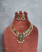 VeroniQ Trends-Gold Plated Kundan Polki Drop Necklace Polki-Gold Plated-Wedding Jewelry-Punjabi Jewelry-South Indian-Thappa Jewelry