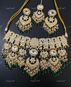 VeroniQ Trends-Bridal Pachi Kundan Jadau Polki Necklace Polki-Gold Plated-Wedding Jewelry-Punjabi Jewelry-South Indian-Thappa Jewelry