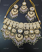 VeroniQ Trends-Bridal Pachi Kundan Jadau Polki Necklace Polki-Gold Plated-Wedding Jewelry-Punjabi Jewelry-South Indian-Thappa Jewelry