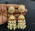VeroniQ Trends-Pearl And Polki Jhumki Earrings Polki-Fresh Water Pearl-Gold Plated-Wedding Jewellery-Punjabi Jewellery-South Indian-Thappa Jewellery