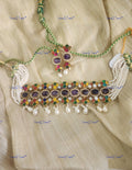 VeroniQ Trends-Victorian Amethyst and Multistrand Pearl Polki Choker Necklace Polki-Amethyst Stone-Gold Plated-Wedding Jewellery-Punjabi Jewellery-South Indian-Thappa Jewellery