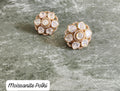 VeroniQ Trends-Flower Design Moissanite Polki Earring Polki-Gold Plated-Wedding Jewellery-Punjabi Jewellery-South Indian-Thappa Jewellery
