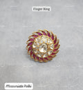 VeroniQ Trends-Traditional Ruby Moissanite Polki Gold Plated Finger Ring Polki-Gold Plated-Wedding Jewellery-Punjabi Jewellery-South Indian-Thappa Jewellery