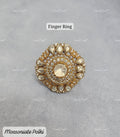 VeroniQ Trends-Traditional Polki Gold Plated Finger Ring Polki-Gold Plated-Wedding Jewellery-Punjabi Jewellery-South Indian-Thappa Jewellery