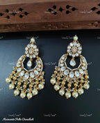 VeroniQ Trends-Pearl and Polki Gold Plated Chandbali Earrings Polki-Gold Plated-Wedding Jewelry-Punjabi Jewelry-South Indian-Thappa Jewelry