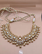 VeroniQ Trends-Victorian Bridal Polki Silver Moissanite Choker Necklace 92.5 Silver Mossianite Diamond Polki-Gold Plated-Wedding Jewellery-Punjabi Jewellery-South Indian-Thappa Jewellery